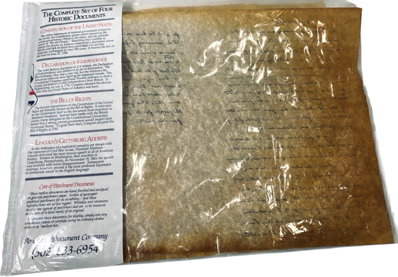 Complete Set of 4 American Historical Documents - Replicas in Original Package