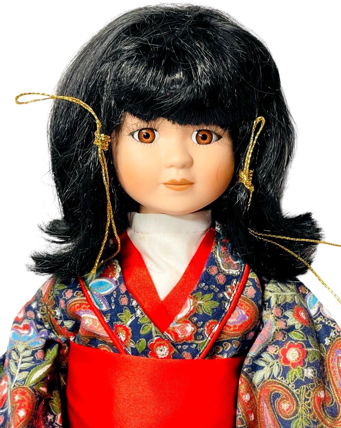 Vintage Japanese Ichi-Matsu Ningyo Doll Wearing Kimono H 16''x W 5''