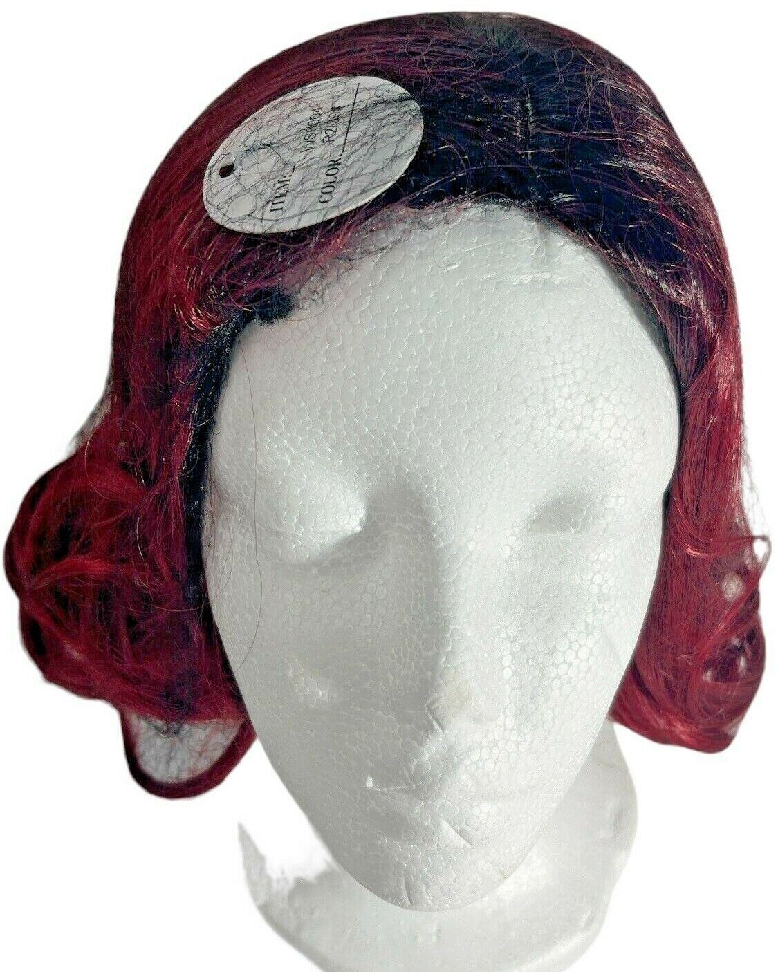 BRAND NEW 2-Tone Ombre Wig 12” (Black & Wine Red) Temperature Fiber Synthetic