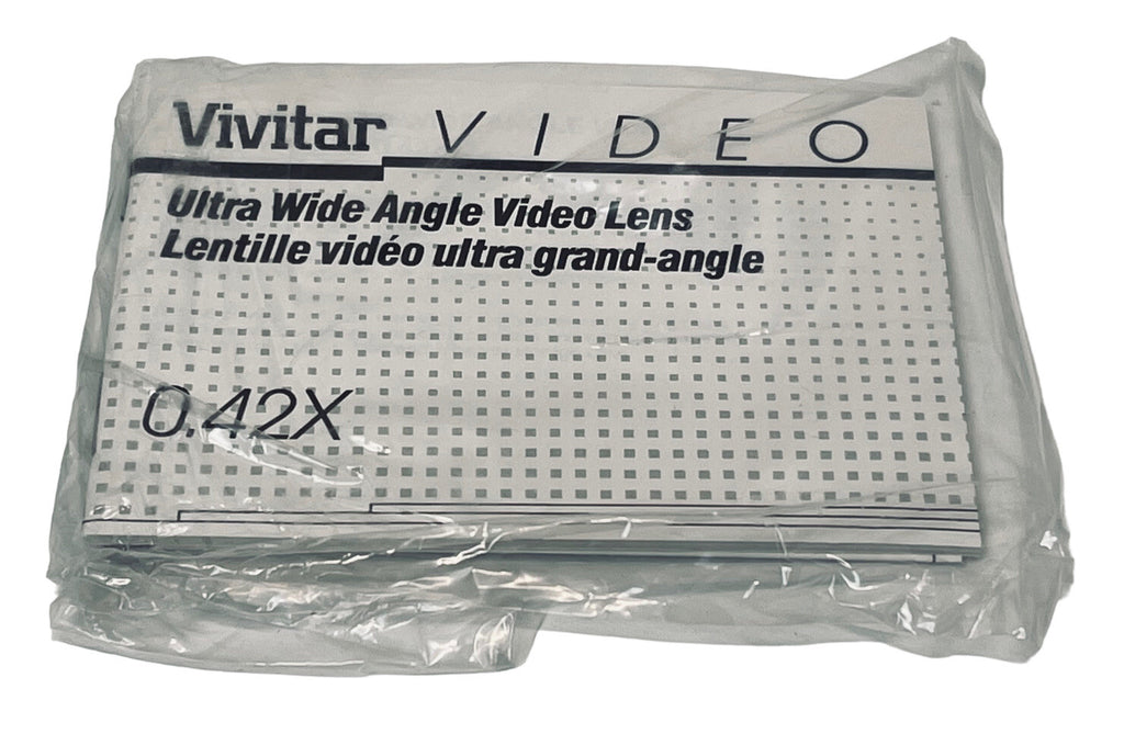 LENS ULTRA WIDE-ANGEL VIDEO VIVITAR 0.42X W/CASE, 3-ADAPTER RINGS & MANUAL.