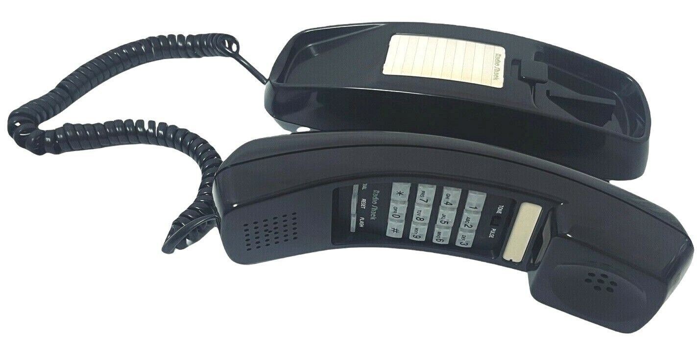 Trimline Telephone Corded Land Line Push Button - Black Radio Shack #90374 WORKS