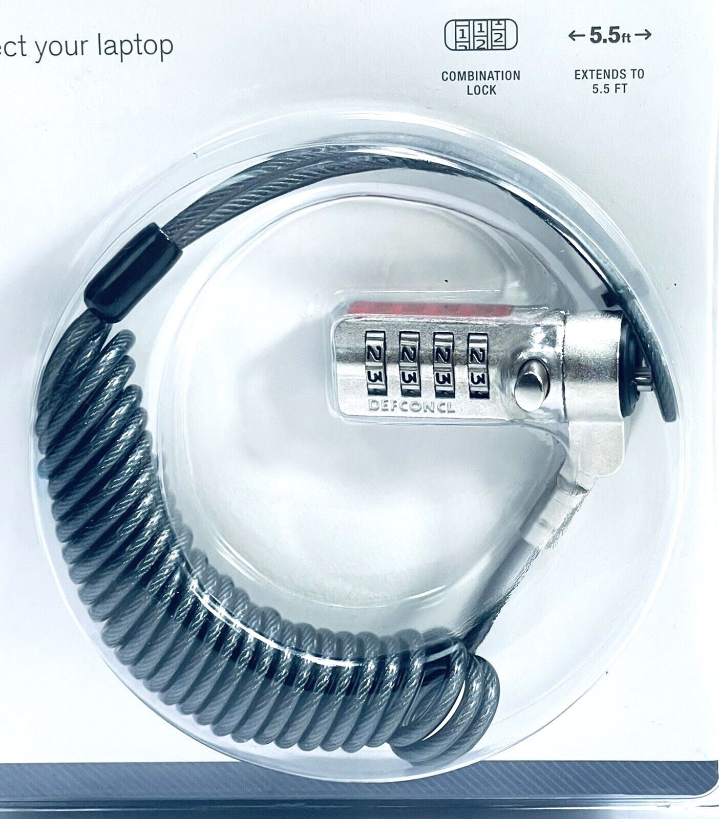 LAPTOP CABLE LOCK (COMBINATION-LOCK) Extends 5.5 FT COMPACT DESIGN