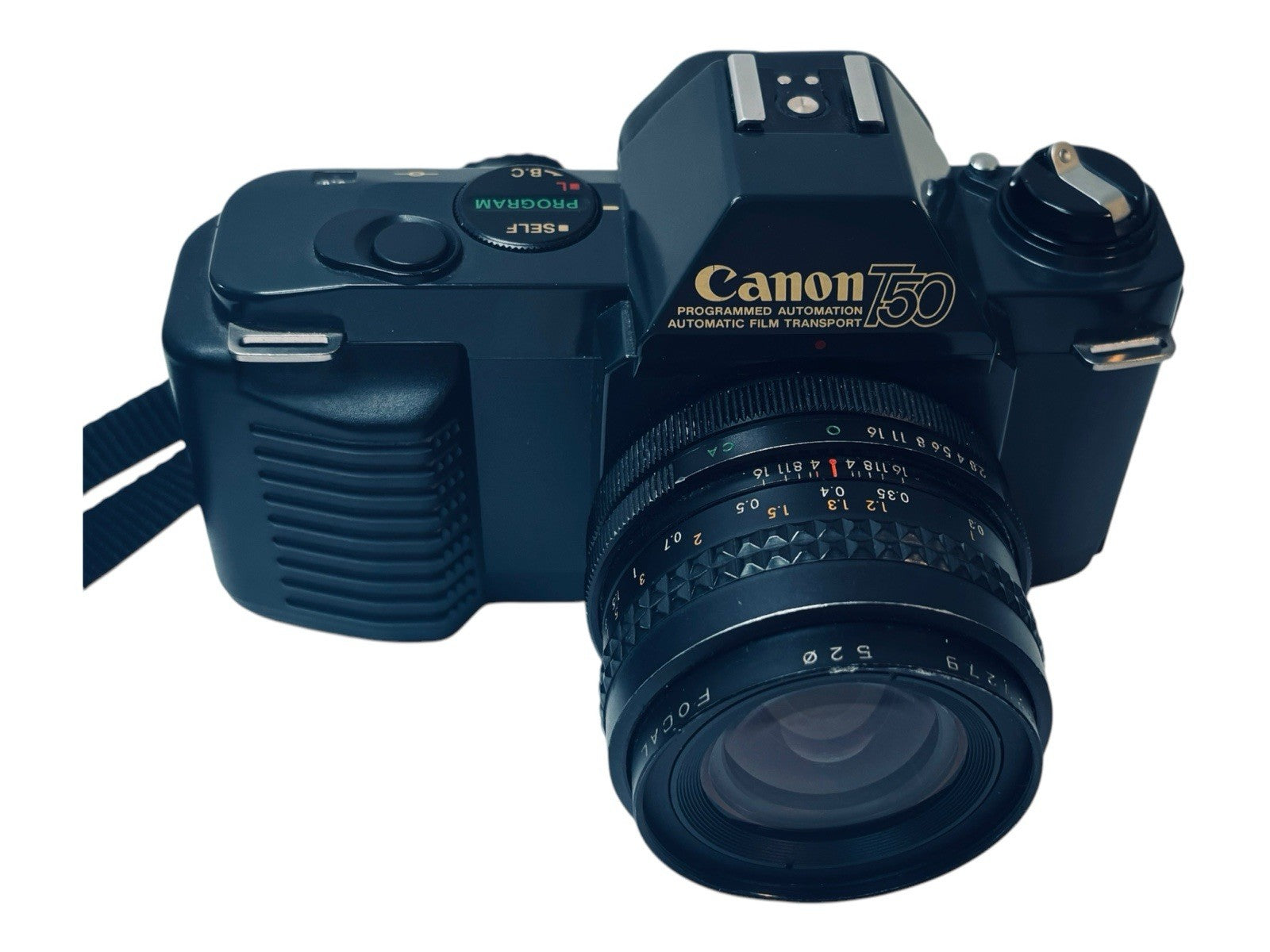 Canon T50 35mm SLR Film Camera w/ WIDE ANGLE LENS f=28mm FOCAL MC AUTO 1.28