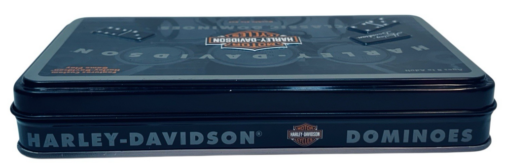 New Vtg  2003 Harley-Davidson Classic Dominoes Set In Metal Container