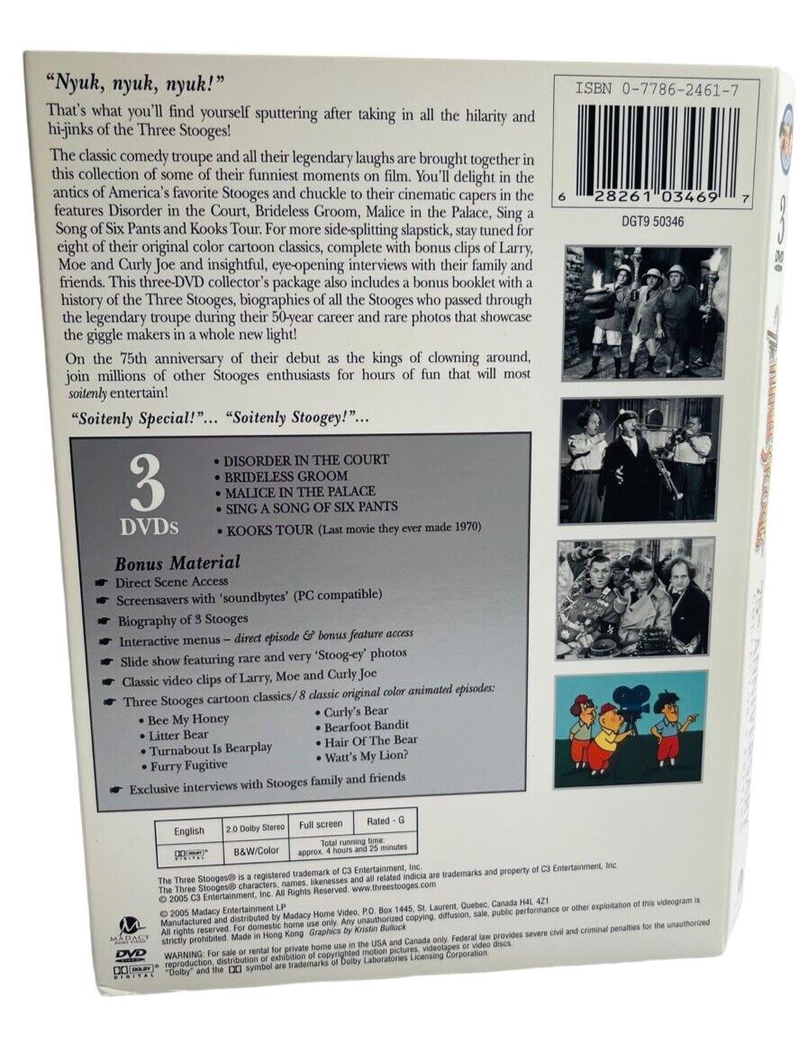 THE THREE STOOGES 75th ANNIVERSARY COLLECTOR'S EDITION 3DVDs+BIO BOOK+PHOTOS