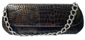Faux Crocodile Leather Clutch Pruse Brown-L 11" X H 4" Chain Strap ~ Kate Landry