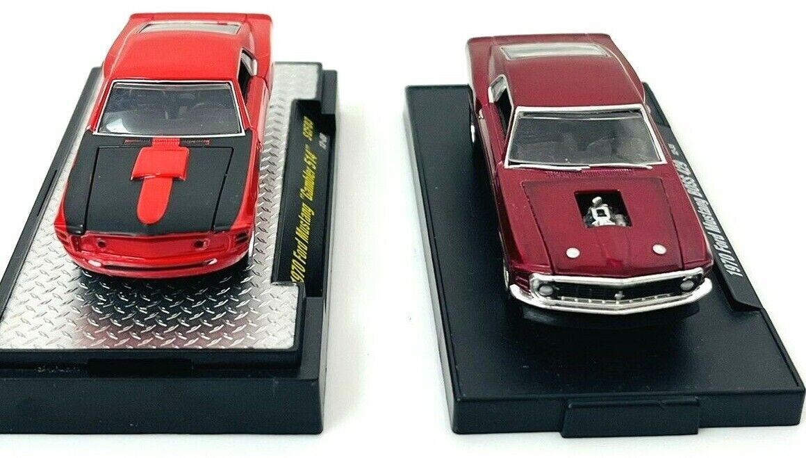 Diecast Cars - 1970 MUSTANG GAMBLER 514 & BOSS 429 w/Display Stands- M2 Machine
