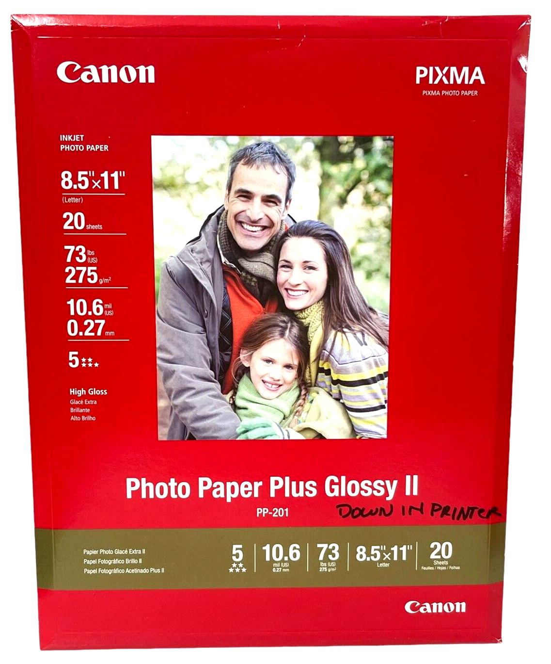 GLOSSY II Photo Paper Plus 8-1/2 x 11 Pack of 20 Sheets Canon PP-201 ~ BRAND NEW