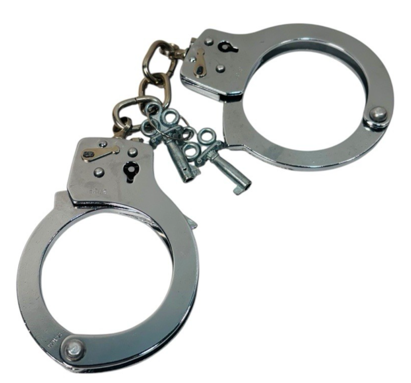 Vtg Chrome Metal Handcuffs with Keys "ADJUSTABLE" Excellent Condition.