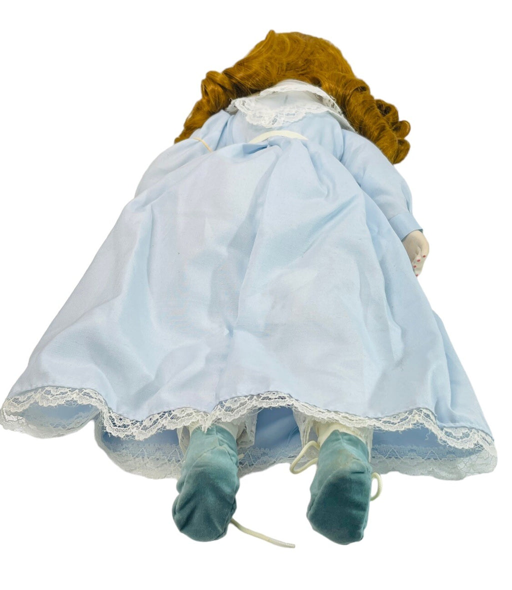 Red Hair Doll 1982 The Porcelain Collection 18” ~ Wearing Long Blue Cotton Dress