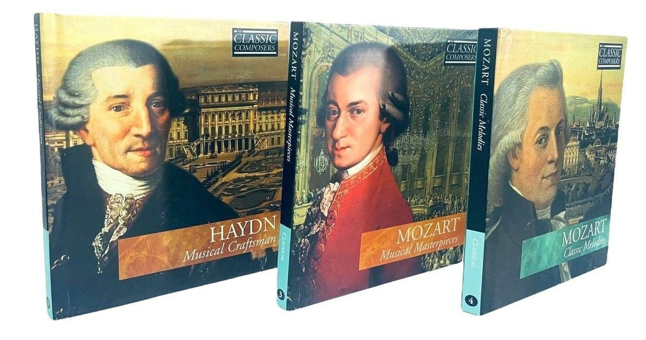 CLASSIC COMPOSERS HAYDN, MOZART, & MOZART CDs W/23 PAGE BIOGRAPHY BOOKLET LOT-3