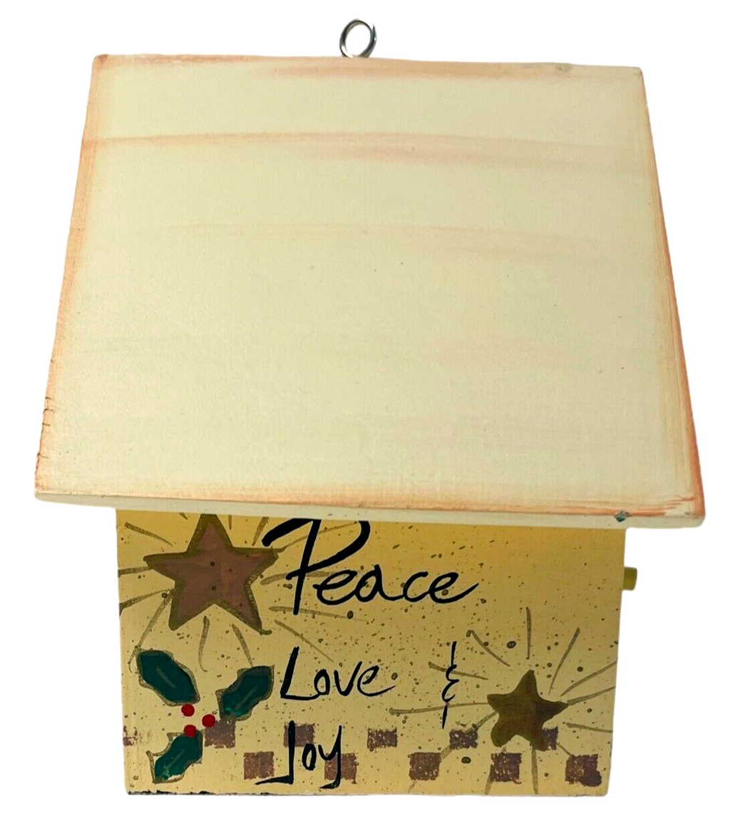 Joy Bird House Decorated Wood Hanging Christmas Angels Peace, Love, By ABC 56335