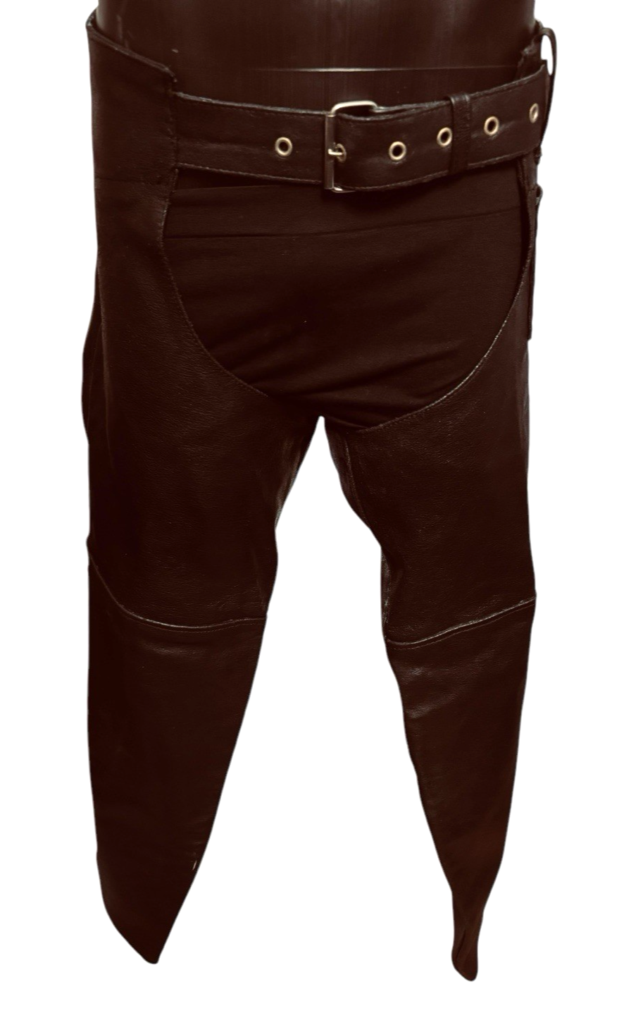 BARNEY'S Genuine Leather Motorcycle Chaps Men Size: M