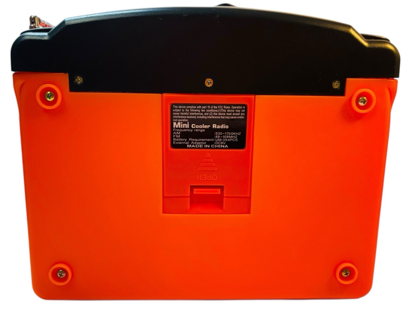 Rare LC Mini Cooler-AM FM Radio AA Battery/DC 6V Beach NIB Dentyne Ice Orange