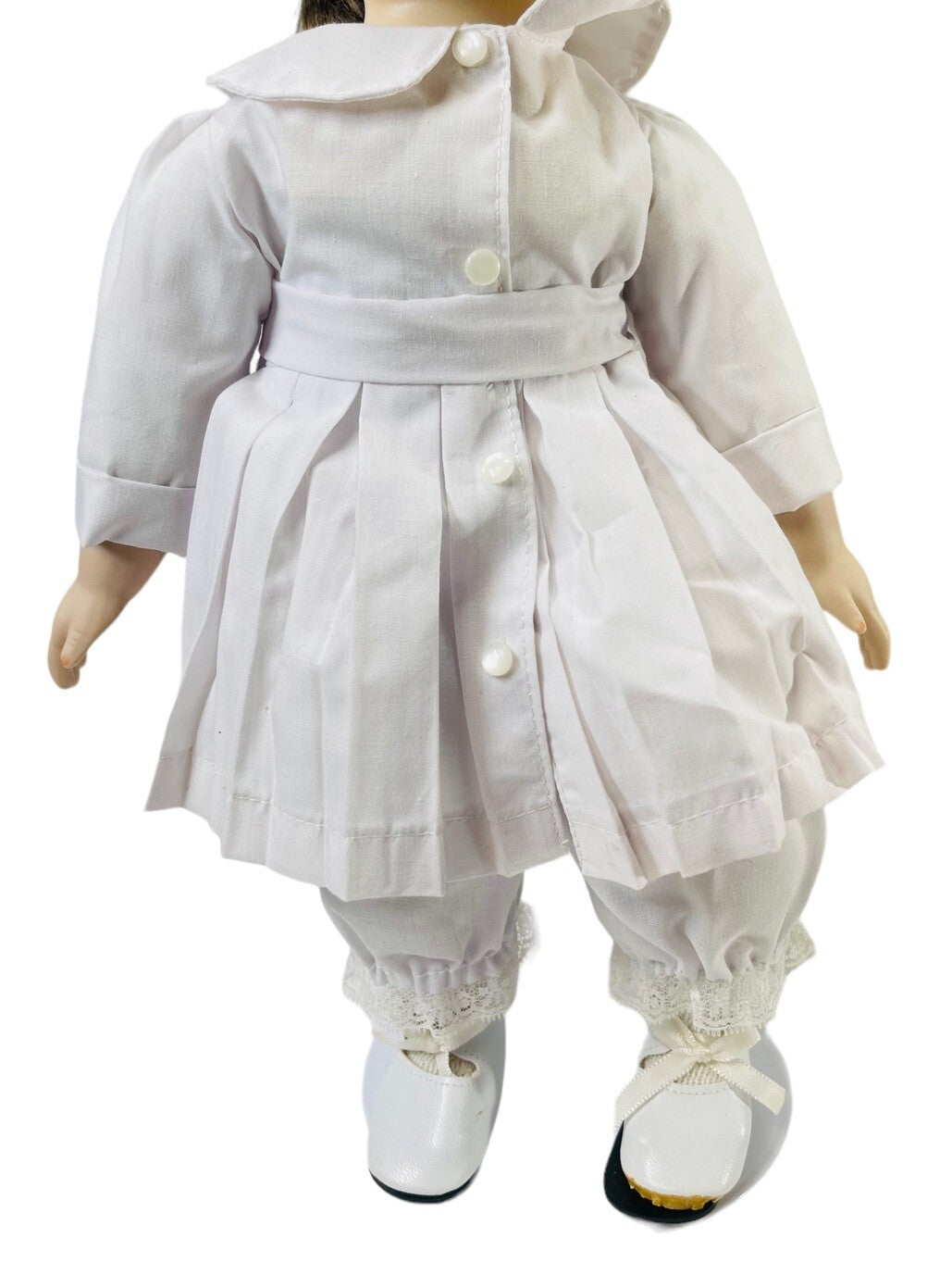Adorable 16” Porcelain Doll Brunette W/Brown Hair Wearing 2-Piece Dress Set.
