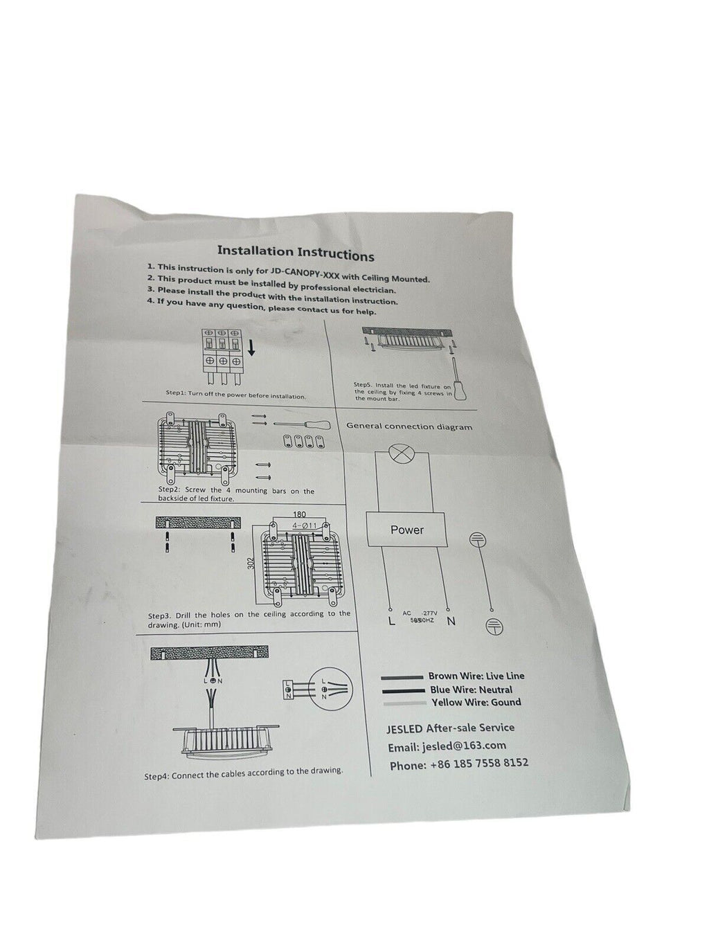 LED CANOPY LIGHT 70W COMMERCIAL GRADE ~ CCT: DAYLIGHT 5000KELVIN - JESLED