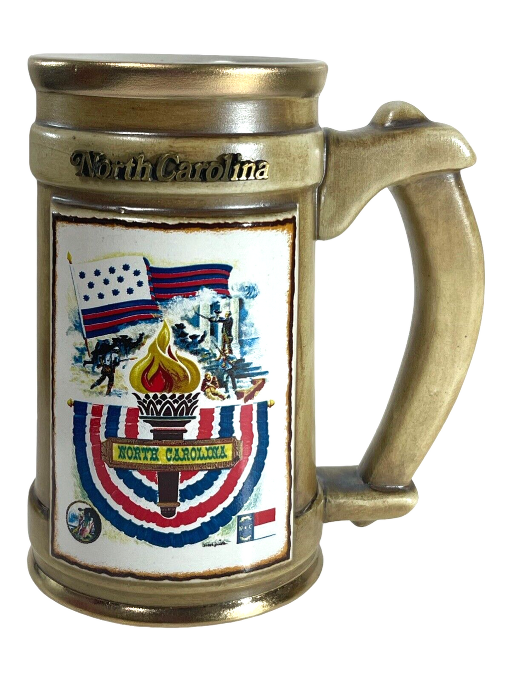 North Carolina Ceramic Stein Mug 1976 USA 200 Years Celebration No.165 ~ RARE