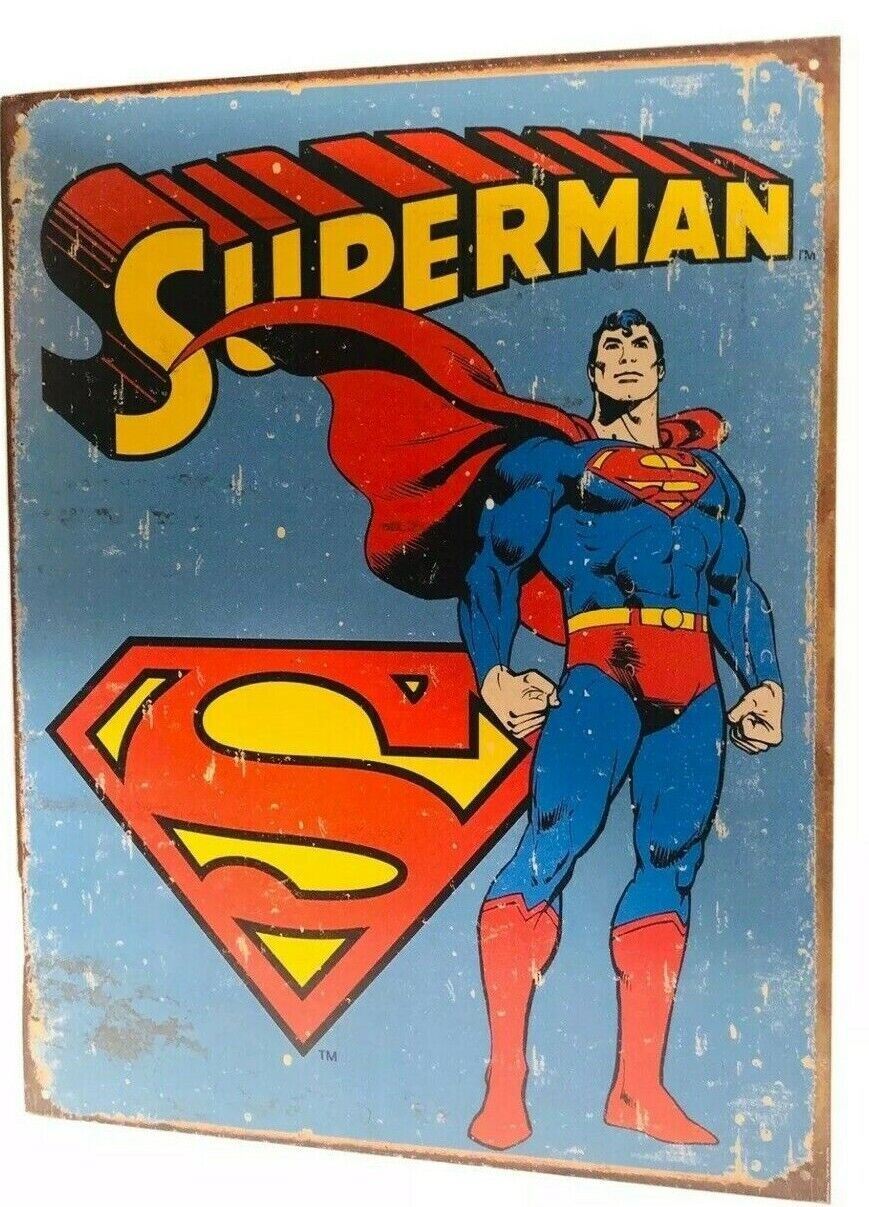 Retro DC Metal Tin Signs Superman & Captain America 2007 - UNBELEAVABLE RARE