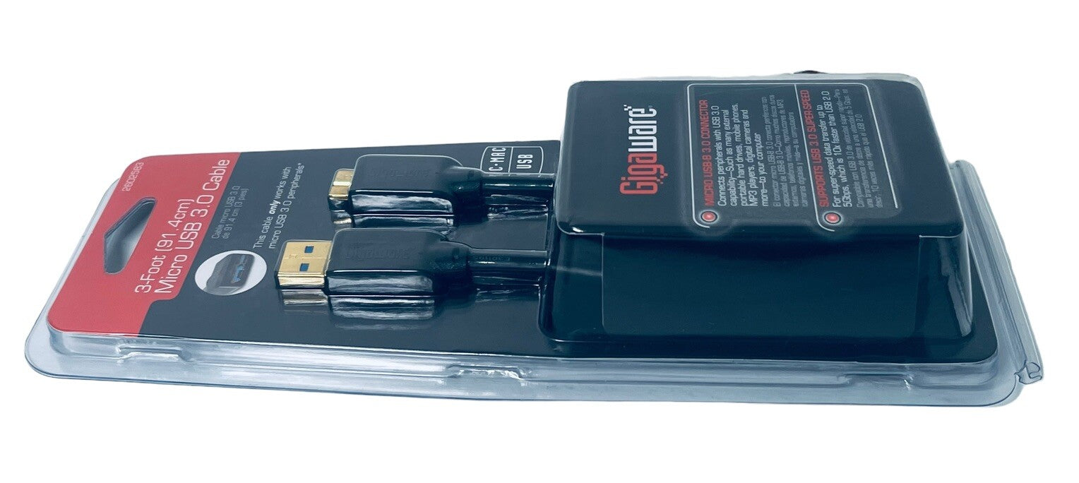 GIGAWARE 3-FOOT 91.4CM MICRO USB 3.0 CABLE for PC/MAC-2602583 - FACTORY SEALED