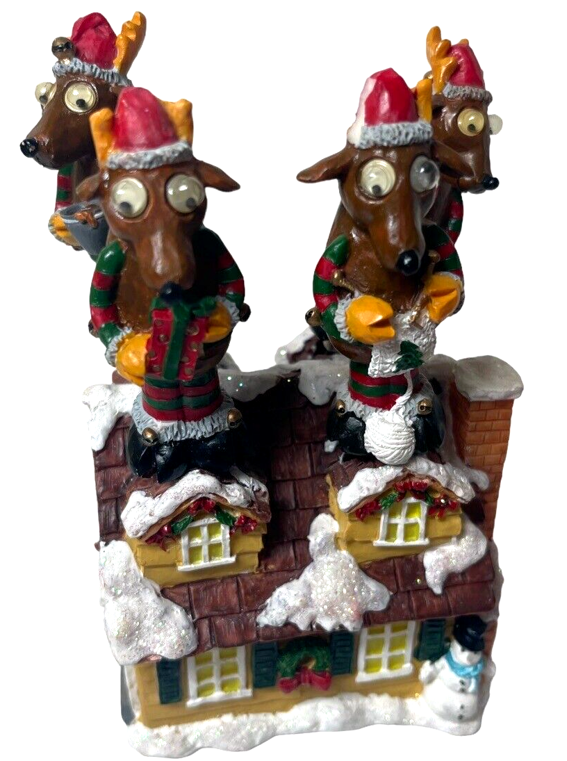 MINT Christmas House Holder w/Reindeer Spreaders Knives