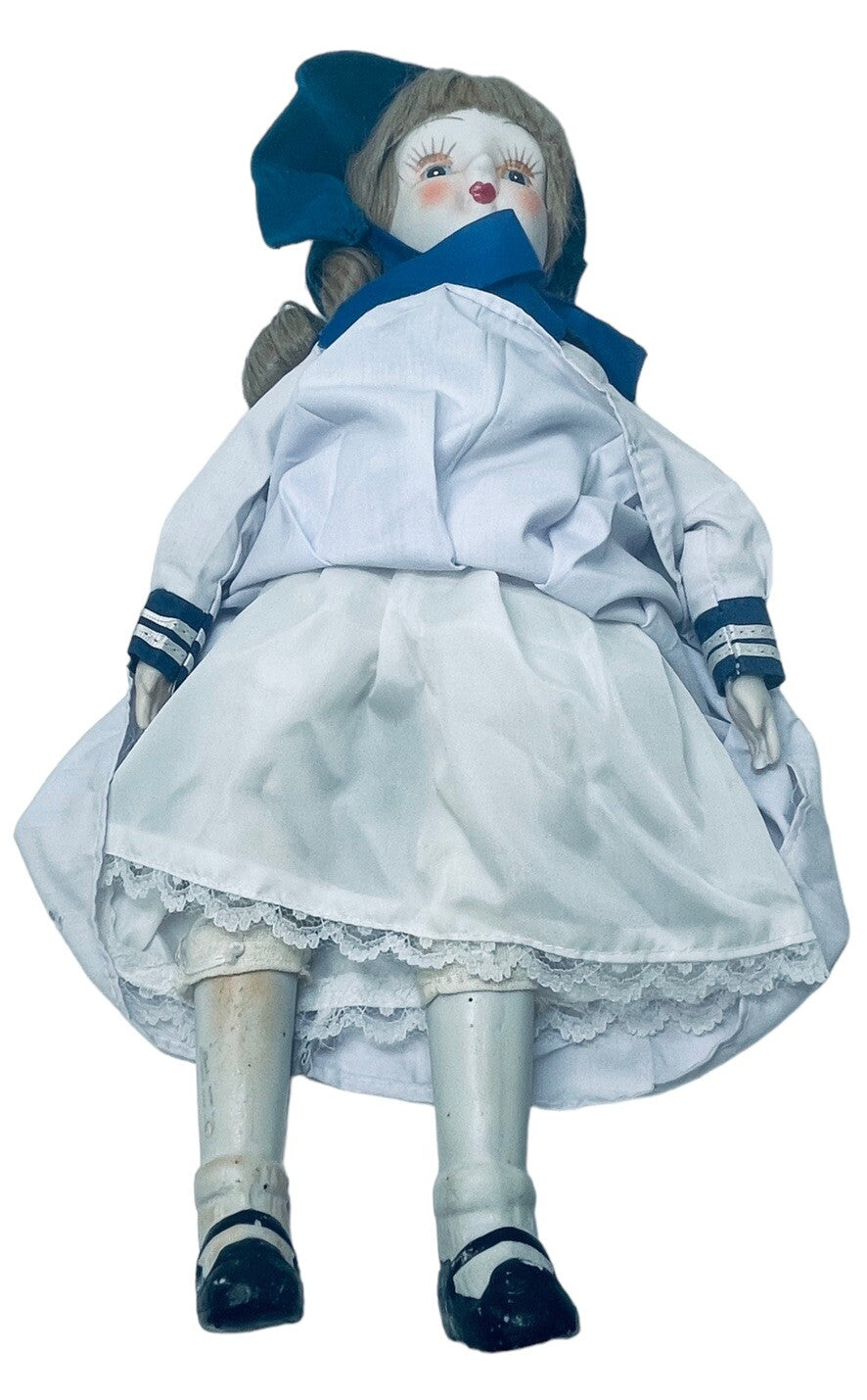 SAILOR GIRL DOLL 18" ALL HAND SEWN, CERAMIC HEAD/ARMS/LEGS/SHOES `VINATGE 1979