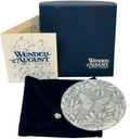 VINTAGE WENDELL AUGUST PEWTER BUTTERFLY MIRROR 3X3” ROUND w/STORAGE POUCH~BOX