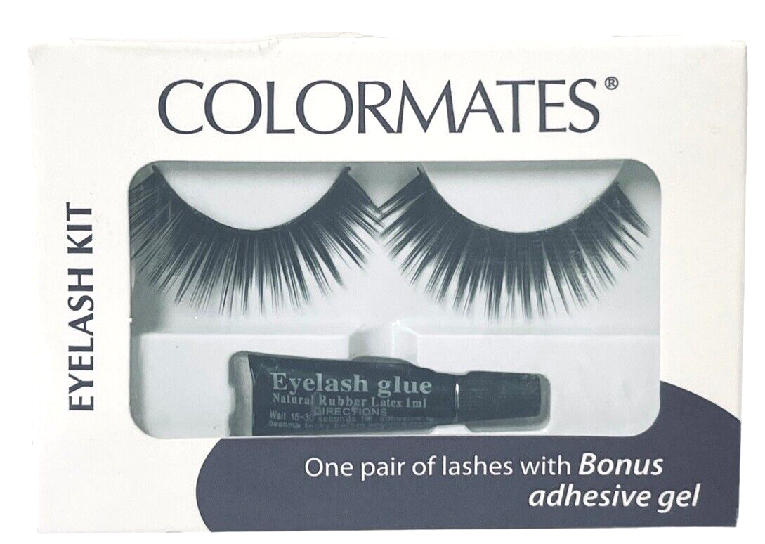 BLACK EYLASHES COLORMATES EYELASH KIT W/ADHESIVE GEL