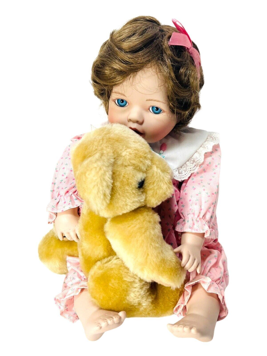 PORCELAIN DOLL KAITLYN w/Teddy Bear 1993 THE ASHTON-DRAKE GALLERIES No. 2444 FB