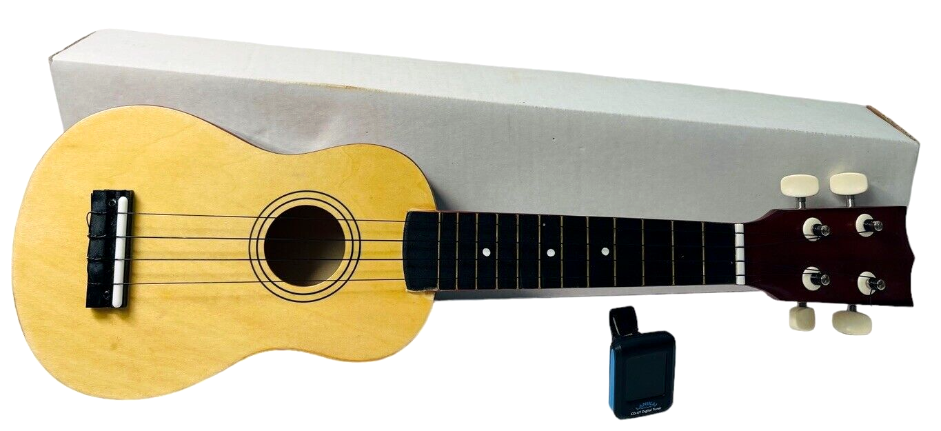 UKULELE with LANIKIA CO-UT DIGITAL TUNER & ACCESSIORIES - OAK & RED WOOD.