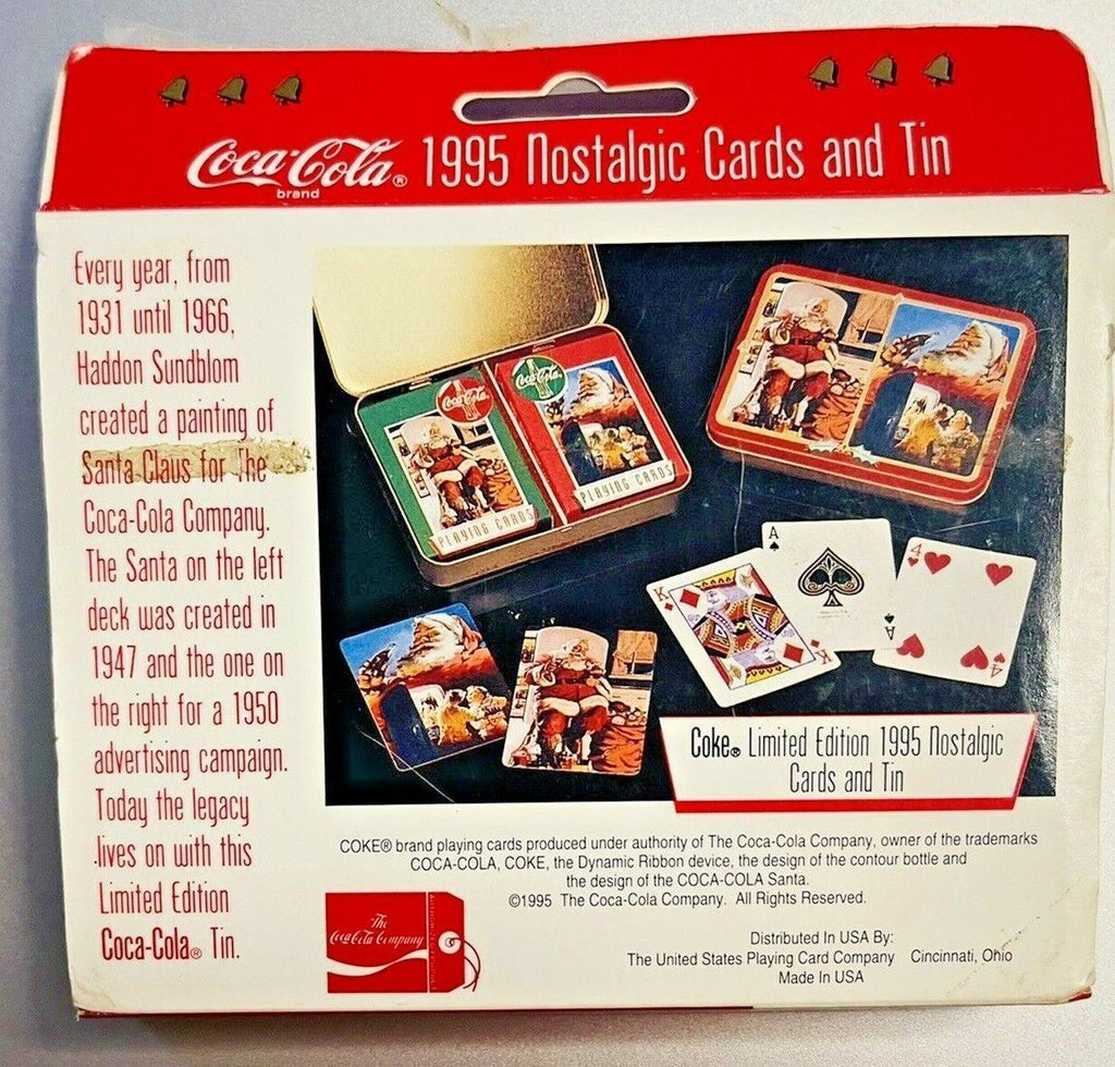 Collectible COCA-COLA Playing Cards-2 Decks w/Tin Can-Sealed, RARE 1994 ~ NEW.
