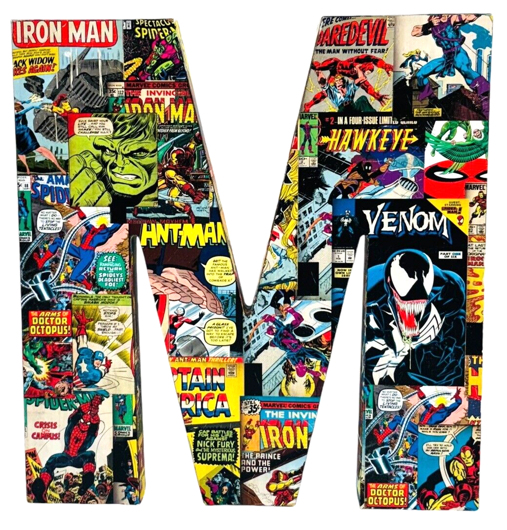 Marvel Comics WOOD LETTER 'M' ME01MHL 10 x 9.5 X 1 Wall Mount or Free Standing