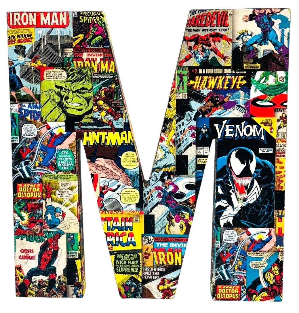 Marvel Comics WOOD LETTER 'M' ME01MHL 10 x 9.5 X 1 Wall Mount or Free Standing