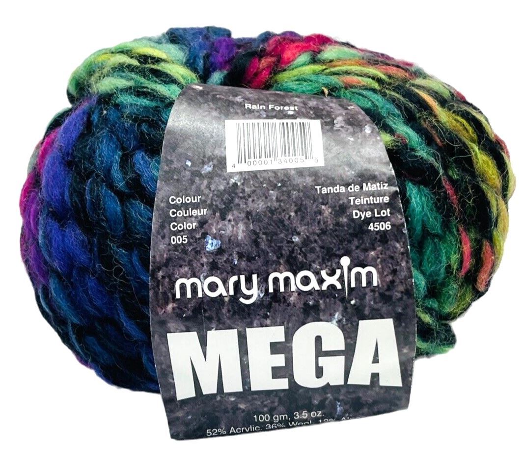 RAIN FOREST YARN 005 MARY MAXIM 52% Acrylic, 36% Wool, & 12% Alpaca