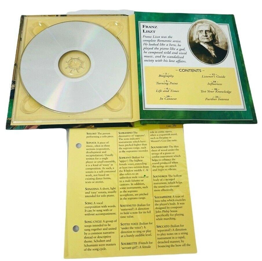 CLASSIC COMPOSERS LISZT, TCHAIKOVSKY, & BRAHMS CDs w/24 PAGE BIOGRAPHY, LOT OF 3
