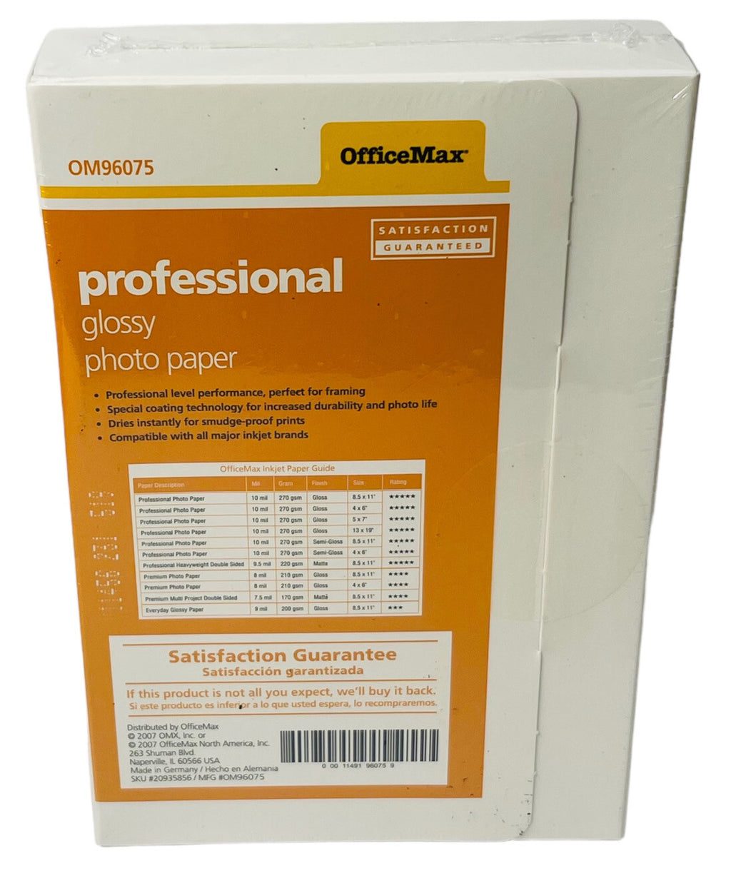 GLOSSY Photo Paper 4 x 6 in. 100 Sheets - Professional OfficeMax ~ NEW SEALED