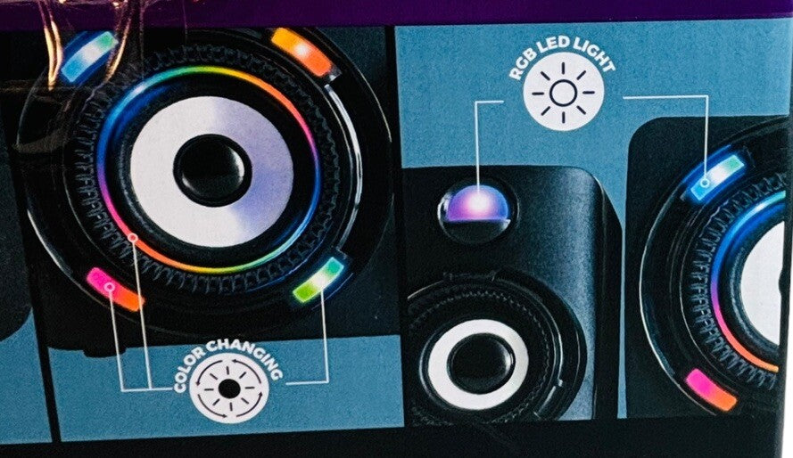 BUGHA Exclusive LED Gaming Speakers & Subwoofer Set of 3 ~ NEW