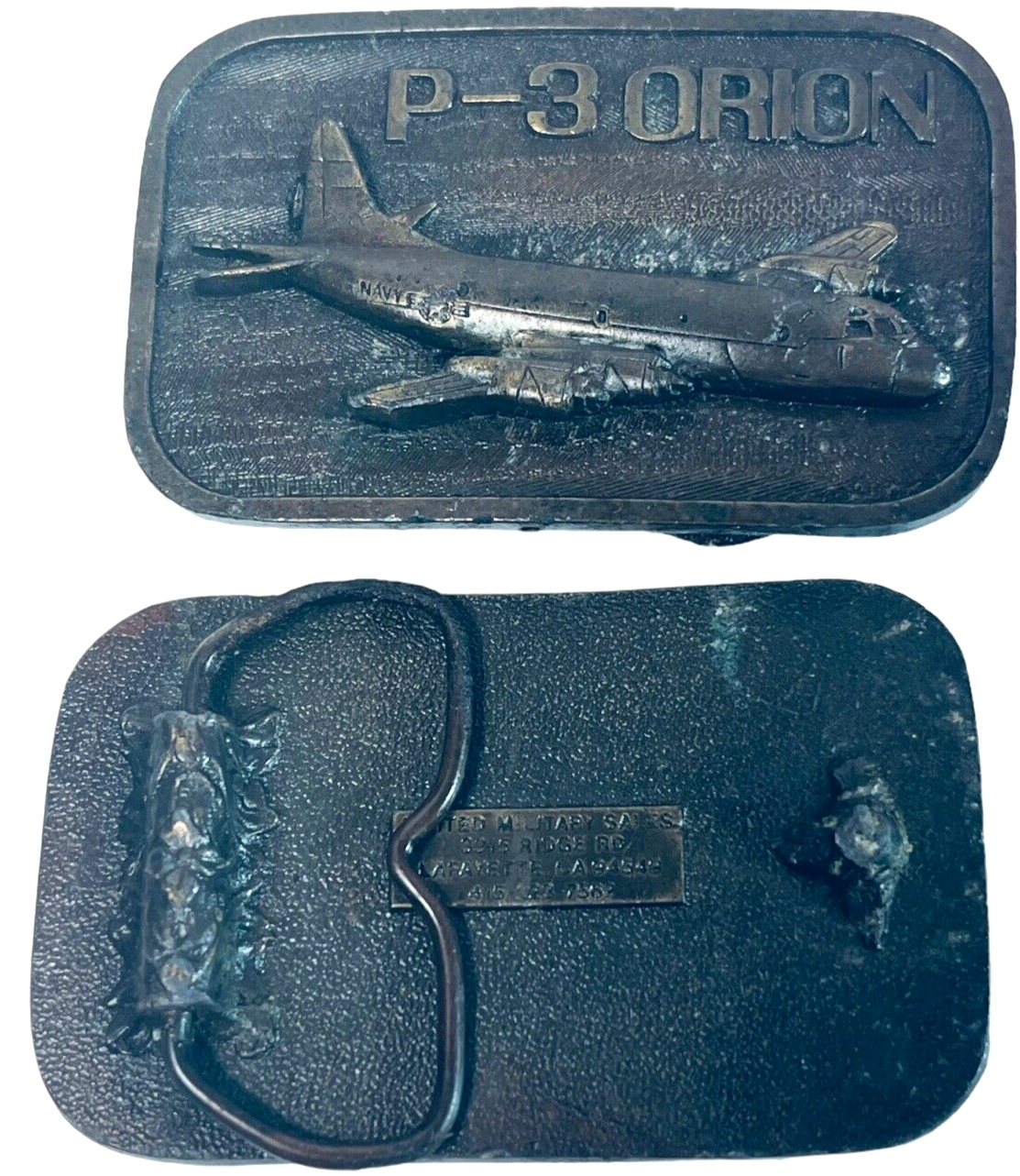 NAVY Military Belt Buckle Lockheed P-3OrionSo Solid Brass "NO BELT HOOK" VINTAGE
