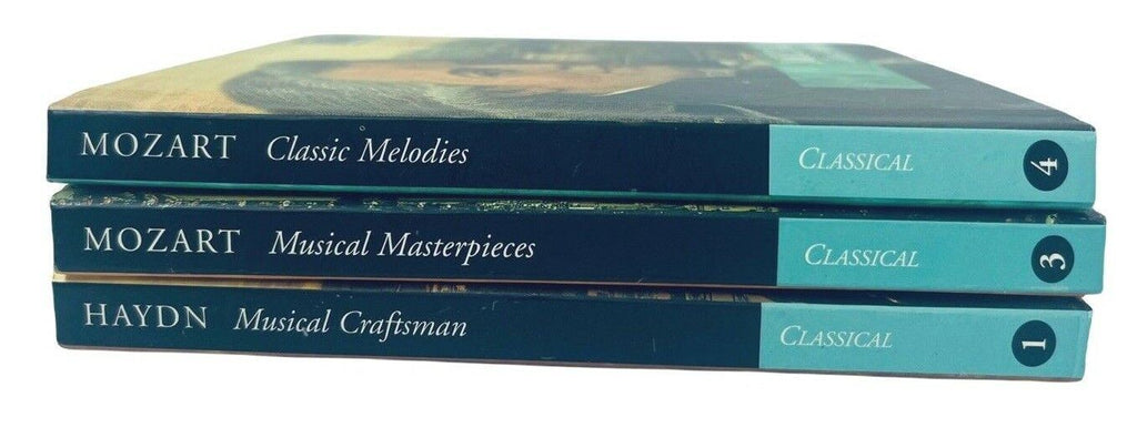CLASSIC COMPOSERS HAYDN, MOZART, & MOZART CDs W/23 PAGE BIOGRAPHY BOOKLET LOT-3