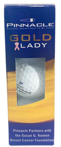 THREE GOLF BALLS LADY #4 with pink ribbon KOMEN Breast CANCER Pinnacle NEW