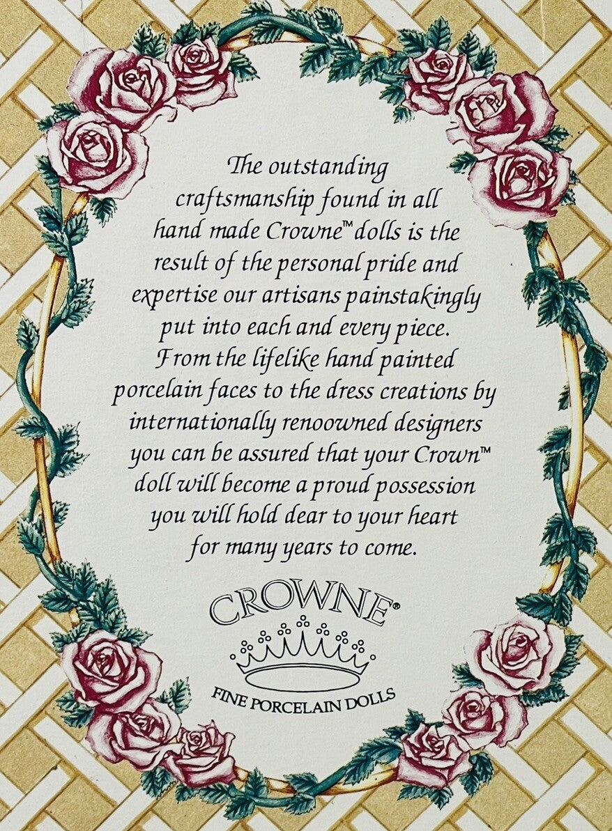Crown Fine Porcelain Dolls 14'' “JUDY & ALICE” In A Sitting Position~Origin 1998