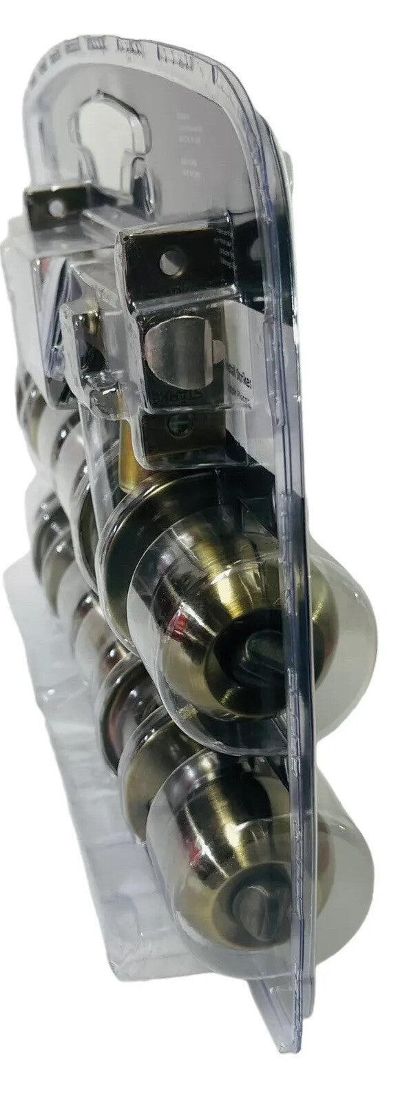 STARK Brass Doorknobs Combo Set w/Keys, In Package of 4 - Entry/Office.