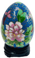 Vintage Hand Painted Floral Egg w/Original Stand "MINT".