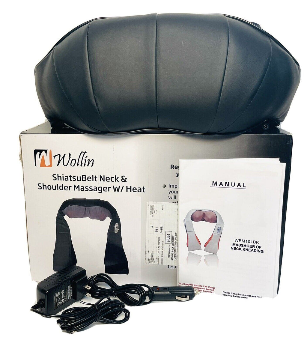 Wollin Shiatsu Belt Massager Neck & Shoulder Body w/Adjustable Heat 4-Deep Modes