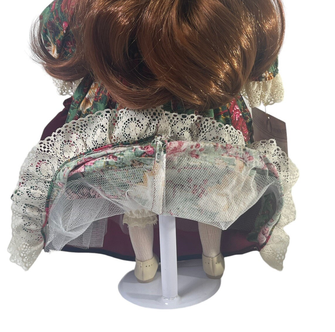BEATIFUL VICTORIAN 17'' DOLL DRESS IN LONG VELVET DRESS~FLORA OVERLAY.