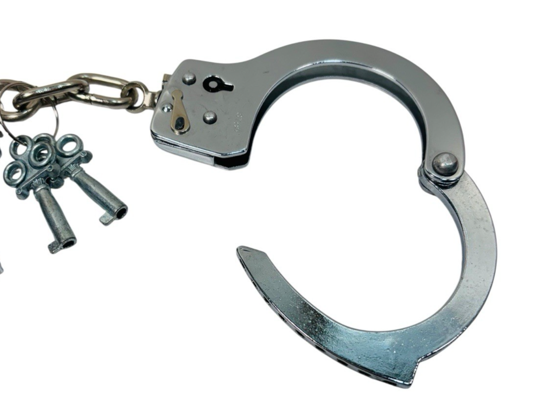 Vtg Chrome Metal Handcuffs with Keys "ADJUSTABLE" Excellent Condition.