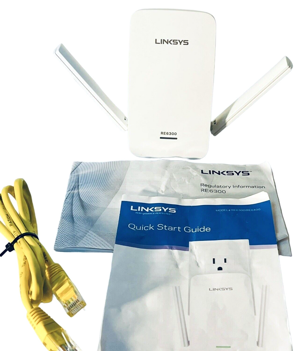 WiFi Range Extender, Includes Ethernet Cabe & Manual - Linksys RE6300 ~ PREOWNED
