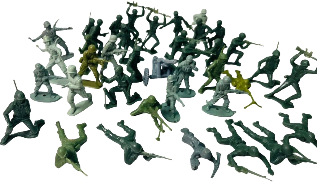 Vintage Tim-Mee Toy Soldiers Green Army Men 60mm Plastic ~ Mix Lot Of 39