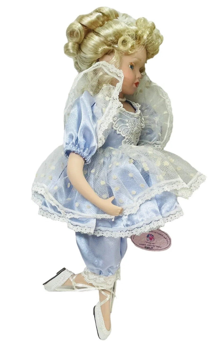 J.MISA COLLECTION PORCELAIN 18'' BALLERINA DOLL EMILY ~ SATIN BLUE OUTFIT.