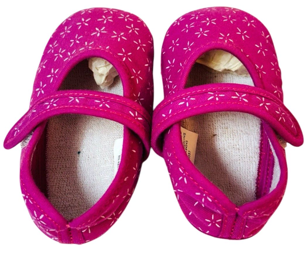 Lot of 2 Doll Baby Shoes ~ Blue & Pink Soft Sole L 4.5" X W 2" Preowned