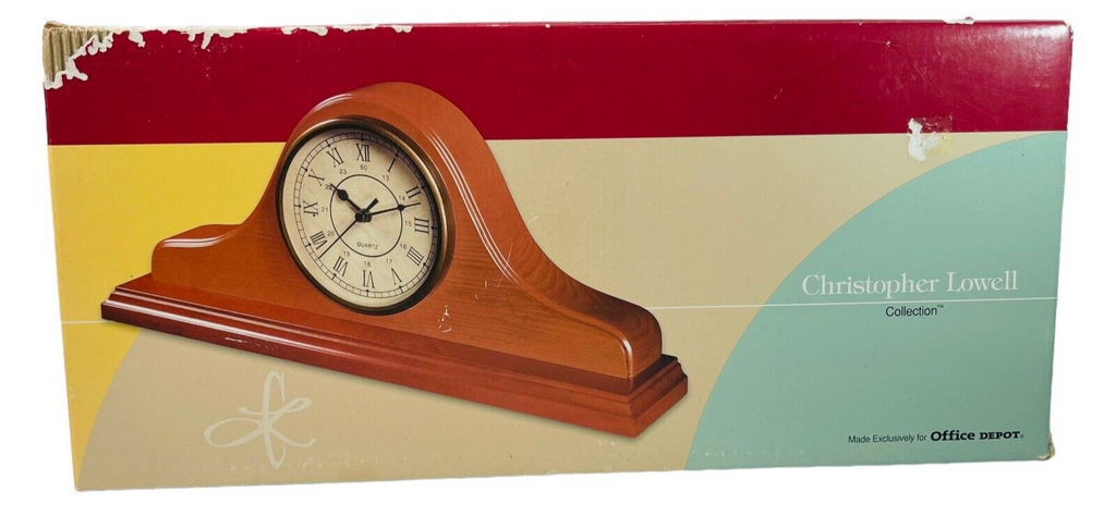 Quartz Wooden Mental Clock, Christopher Lowell In Original Box. TESTED/WORK.